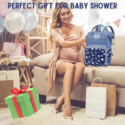 MARYAS Backpack Small Diaper Bag for Baby Boy with Insulated Pockets, Stroller Straps. Blue Baby Bag for Mom Dad.