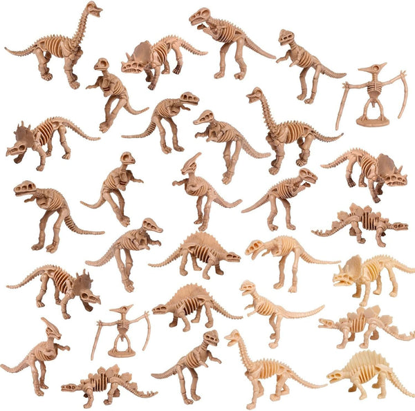 UPINS 30 Pack Dinosaur Fossil Skeletons, 3.7 Inch Assorted Dinosaur Skeleton Toy Figures for Science Play Dino Party