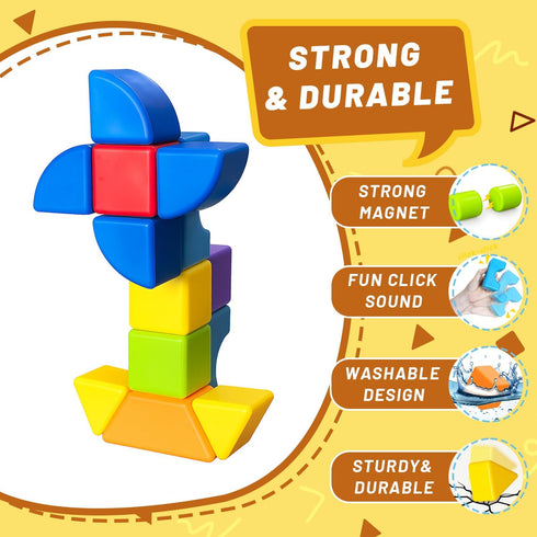 1.65 Inch 3D 1-3 (15PCS) Pairez Toys Magnetic Building Blocks, Large Magnetic Stacking Blocks for Toddlers, Magnet
