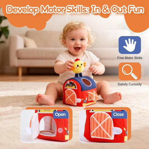 ZXHWTG 6-12 6 7 8 9 10 1st 1 Baby Toys Months, Soft Barn Montessori Sensory Infant Toy for Month Old, Birthday Baby