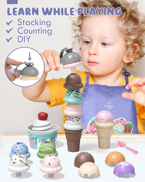 3-5, 3 4 Counter Playset 3 4 5 6 Lehoo Castle Ice Cream Toys for Toddlers Toys for Year Old Girls, Play Ice Cream Shop