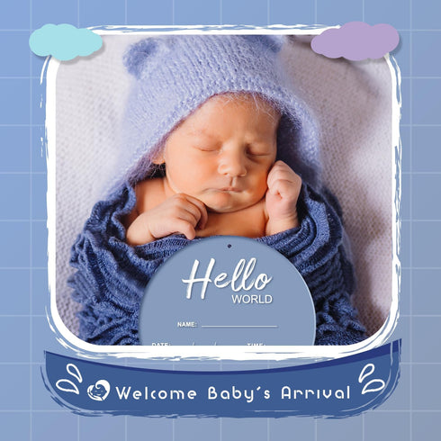 LZC LADYS GIFT 6.7 Inch Baby Announcement Sign, Hello World Newborn Sign, Thickness Upgrade Birth Announcement Sign