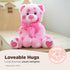 Bearington Collection Heart Teddy Bear Plush, 8.5" Pink Heart-Printed with Satin Bow & Pocket