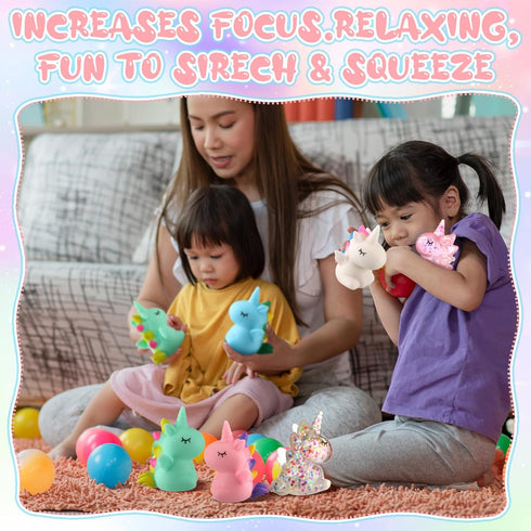 24 Meooeck Pcs Unicorn Stress Ball Mini Unicorn Party Favors Cute Squeeze Fidget Animal Ball Fun for Exchange Gift
