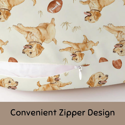 Wicbfdfv Cute Dogs American Football Nursing Pillow Cover Stretchy Removable for Baby Girls Boys Puppy Dog Baseball