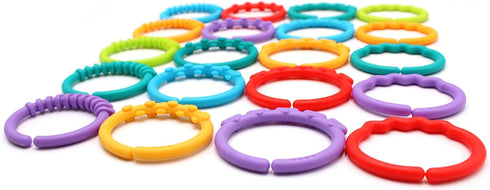 24 Pack Colorful Baby Teether Rings Links Toys for Rattle Strollers Car Seat Travel - Suitable for Baby, Infant,