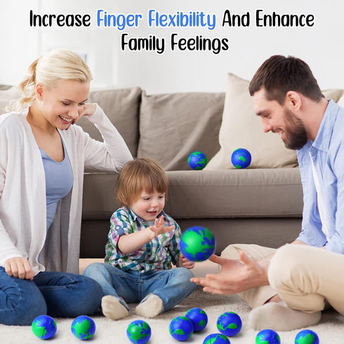 48 Pcs 2.5'' World Stress Balls Bulk - Earth Stress Relief Toys, Mini Globe Squeeze Balls for Birthday Party Favors