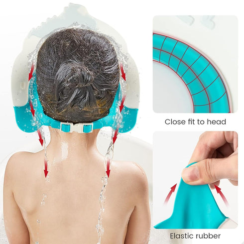 FUNUPUP Baby Shower Cap for Kids, Baby Bath Shampoo Visor Cap Hair Washing Shield Adjustable Silicone Bath Hat
