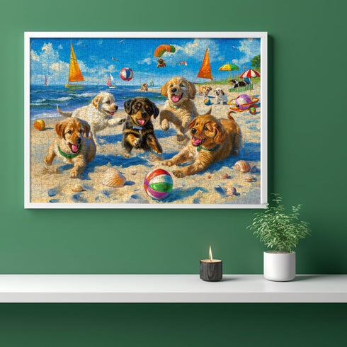 Funny Dog Puzzles for Adults 1000 Pieces - PICKFORU Beach Puzzle Collection, Cute Dog and Puppy Puzzle