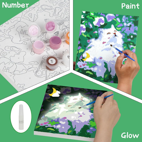 Paint-by-Numbers for Kids Ages 8-12, Acrylic Paint Set with 3 Canvas, 30 Pots, 5 Brushes, Horse Theme
