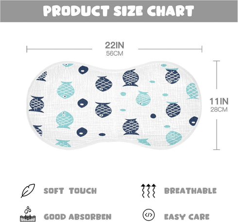 YEGAME Set 1 11 22 Inch Muslin Baby Burp Cloths of - Fish Super Absorbent Cotton Burping Rags Soft Baby Washcloths