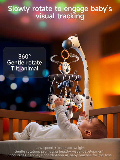 0 3 6 9 TUMAMA Baby Crib Mobile, Nursery Musical Mobile with Remote Control,Projection Night Light, Music and White