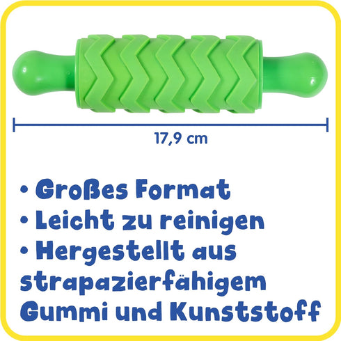 READY 2 LEARN Set of 4 Paint and Dough Texture Rollers - Textured Dough Rolling Pins for Kids Crafts and Decoration