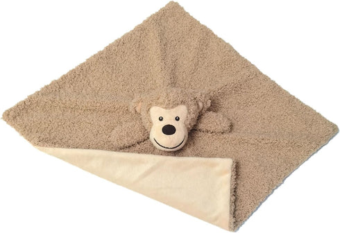 Baby Light Brown Monkey Soft Stuffed Animal Security Blanket, Plush Monkey Lovey, Cuddly Newborn Snuggle Blankie, 14"