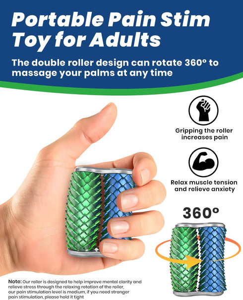 MIGESS 3D Little Ouchies Fidget,Dual Roller Fidget, Portable Pain Stim Toy for Adults, Printed Stress Relief Hand