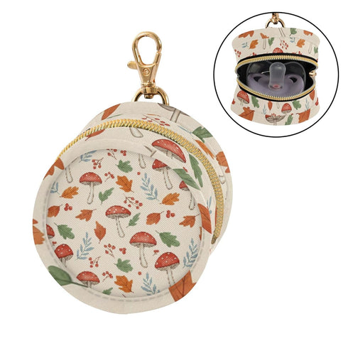 PYBUG Mushroom Round Pacifier Storage Case, Polyester & TPU Lined with Hook Buckle, Pacifier Container Box for Baby