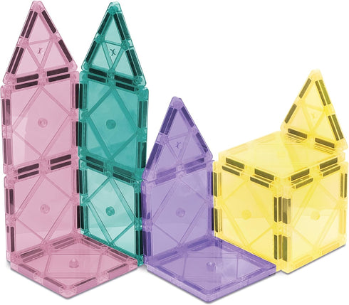 CreateOn Crayola Magnetic Tiles, Building Set for Kids, STEM Travel Toys for Ages 3+, 14-Piece Set (Pastel)