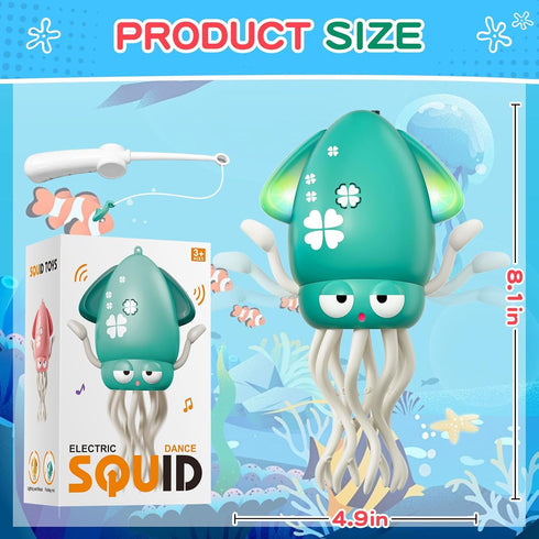MACALOCA Tummy 3-6 6-12 12-18 1st Dancing Squid Baby Toy, Dancing Octopus Time Toys for Toddlers, Infant Crawling