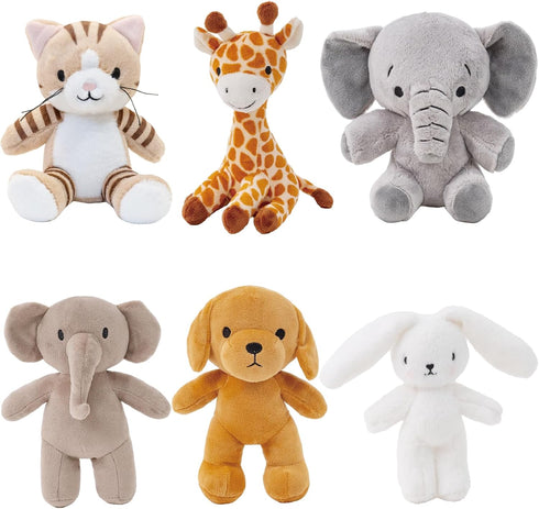 6 Pcs Stuffed Animals Bulk, 8 Inch Small Stuffed Safari Animals, Zoo