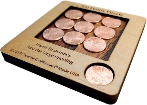 10 Penny Puzzle - Engaging Wood Brain Teaser