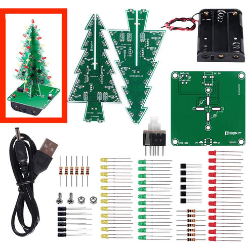 Colorful LED RGB Flashing Christmas Tree DIY Kits - Electronics 3D Xmas Tree Module for Practice Learning