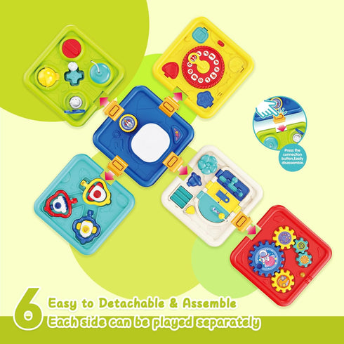 Busy Board for 1+ Year Old, Montessori Educational Toys for 1-4 Year Olds, 6-in-1 Early Development Gifts