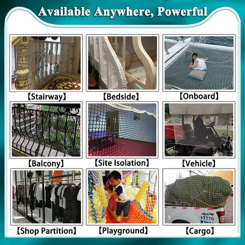 White Safety Rope Net for Kids, Knotless Fence Protective Netting for Stair Balcony, Outdoor Decoration Grid Net,