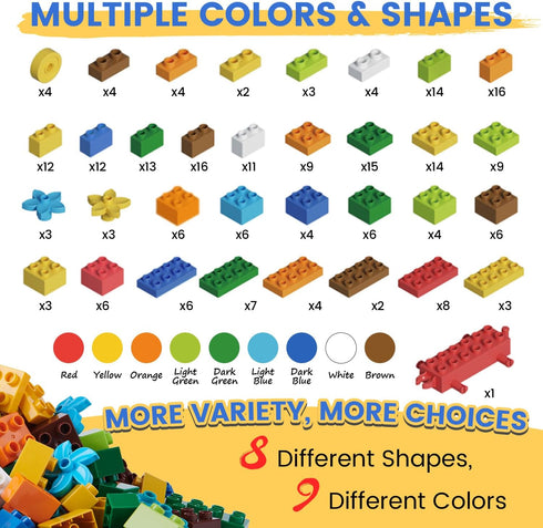 240 Piece Large Building Blocks for Toddlers 3 and Up, Classic Building Bricks Set Compatible with Duplos and Most