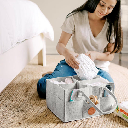 KeaBabies Baby Diaper Caddy Organizer with Handle - Portable Baby Car Organizers and Storage for Nursery, Changing