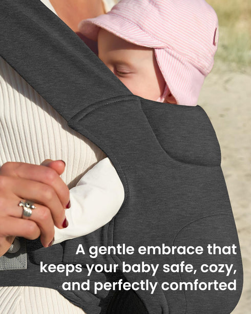 Cozy Newborn Carrier, Baby Carrier, Ergonomic Cross-Back Wrap, Hands-Free with Supportive Comfort, Deep Grey