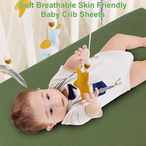 Boys-2 Pack 24"x 38" Muslin Mini Crib Sheets for Girls & Soft Baby Mattress Sheets Fitted-No Slip Neutral Toddler