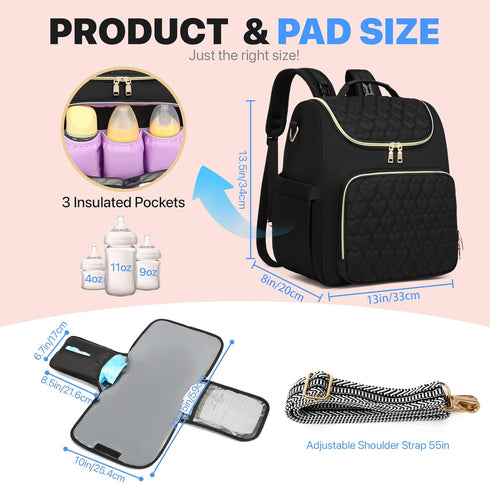 aocrin Backpack, 4 1 Backpacks, Diaper Bag in Convertible Baby Travel Diaper Bag with Changing Pad Diaper bag, Baby Bag