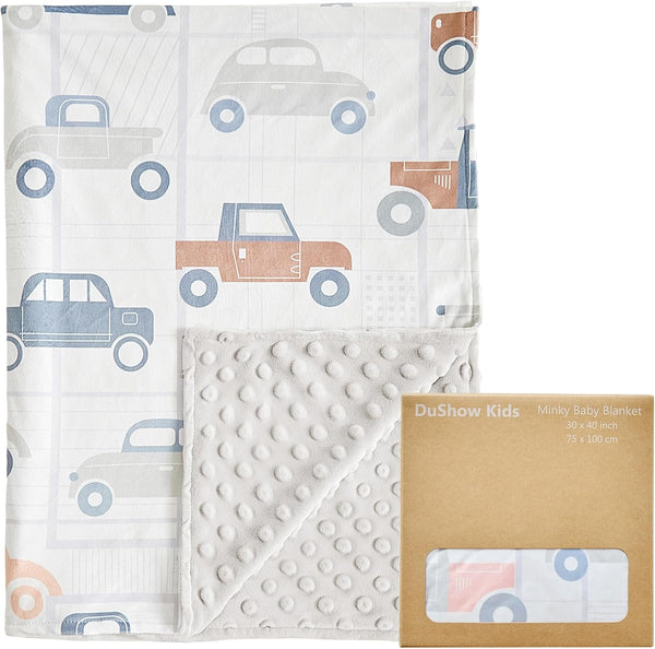 DuShow Cars Baby Blanket for Boys - Ultra Soft Double Layer Minky