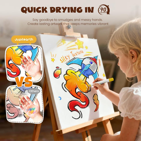 18 120 JUPITEARTH Colors Rocket Tempera Paint Sticks with PDF Coloring Pages, Quick Drying, Non-Toxic and Washable