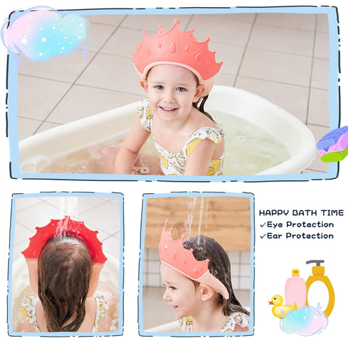 FUSACONY 0-9 (2 Pack) Baby Shower Cap Shield, Shower Cap for Kids, Visor Hat for Eye and Ear Protection for Years Old