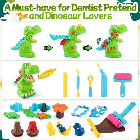 Sets 4-8 Set, 15 Set 2 oz Cans/6 PLAY Dinosaur Clay for Ages Kids - Color Dough Toys with Dentist Play Dough Tool