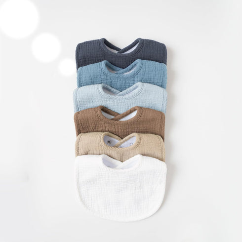 6-Pack Konssy Muslin Baby Bibs for Boys & Girls, Soft Cotton Absorbent Bandana Drool Bibs for Drooling & Teething