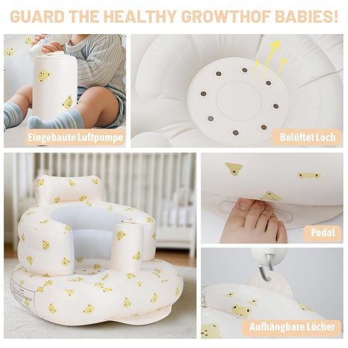 3 Summer AirSwim Inflatable Baby Seat, Inflatable Baby Chair for Babies Months and Up, Blow Up Chair with Built in Air