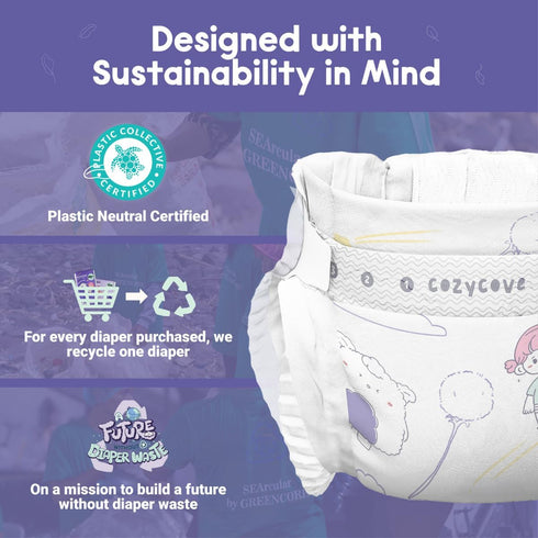 Cozycove 2 (9-18 lbs) 40 Count, Snooze 1 40 Size S Diapers, Totally Chlorine Free, Skin-Friendly Material | On Slim