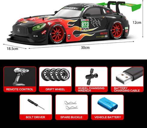 GoolRC Remote Control Drift Car, 1/16 2.4GHz 4WD Race Car with Replaceable Tires and LED Light