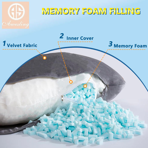 60 inch) Shredded Memory Foam Body Pillow, Pregnancy Pillows for Sleeping, Maternity Pillow for Pregnant Women, Memory