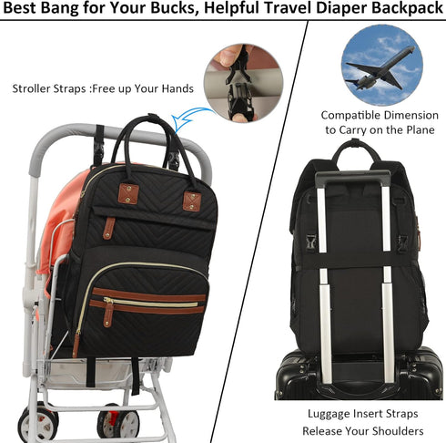 Diaper Bag Backpack for Women, Large Capacity with Insulated Pockets, Multifunctional Baby Bags for Mama Maternity