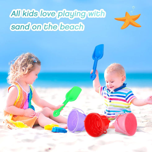30 Set 6 Summer (5.5 4.7 Inch) Didaey Beach Sand Buckets and Shovels, Include Sand Pail Bucket Colors with Castle