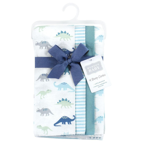 Hudson Baby Unisex Baby Cotton Flannel Burp Cloths, Soft Teal Dino, One Size by Hudson Baby