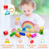 1 2 3 1-4 PEBIRA Montessori Toys for Year Old Boys Girls Toddlers, Heightened Peg-Free Wooden Stacking Toys, Shape