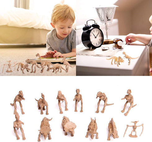 UPINS 30 Pack Dinosaur Fossil Skeletons, 3.7 Inch Assorted Dinosaur Skeleton Toy Figures for Science Play Dino Party