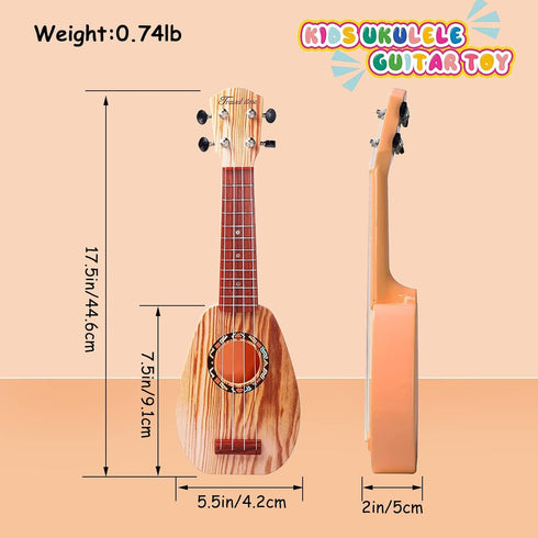 17 Inch Kids Ukulele Guitar Toy, 4 Strings Mini Musical Instrument for Toddler Beginner with Picks/Strap