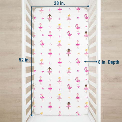 Wildkin Kids 100% Microfiber Crib Sheet - Soft, Breathable Fitted Sheet in Ballerina Design