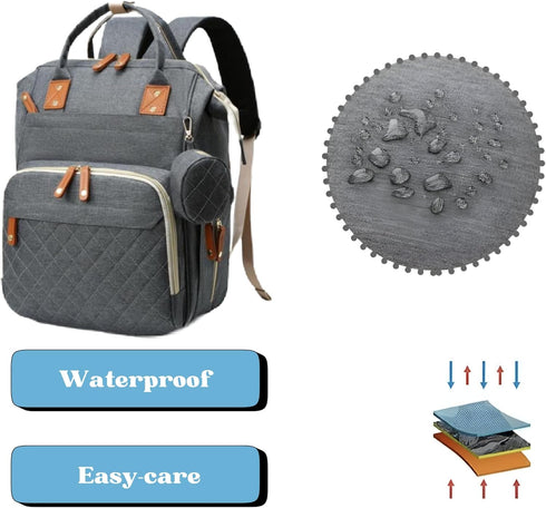 Sweet BB Backpack Baby Diaper with Changing Pad, Waterproof, USB Port, Large Capacity (Gray)