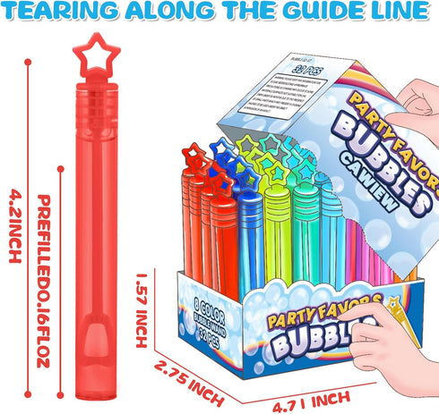 32 Pcs Neon Bubbles Party Favors - 8 Colors Mini Star Bubble Wands in Gift Box for Kids Birthday Treats